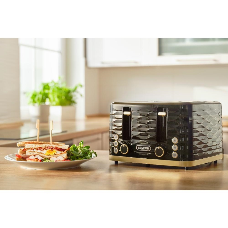 Sencor - Toaster mit vier Schlitzen 1600W/230V schwarz/beige