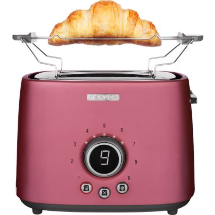 Sencor - Toaster mit zwei Schlitzen und Aufbackrost, 1000 W/230 V, rosa