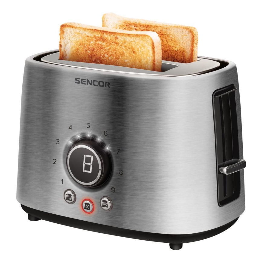 Sencor – Toaster mit zwei Schlitzen und Aufwärm-Funktion 1000W/230V silbern