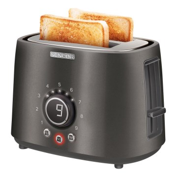Sencor - Toaster mit zwei Schlitzen und Brötchenaufsatz 1000W/230V Anthrazit