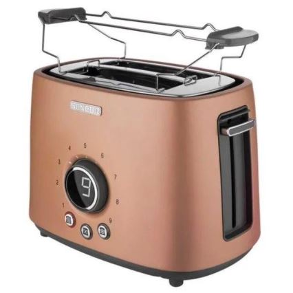 Sencor - Toaster mit zwei Schlitzen und Brötchenaufsatz 1000W/230V kupferfarben