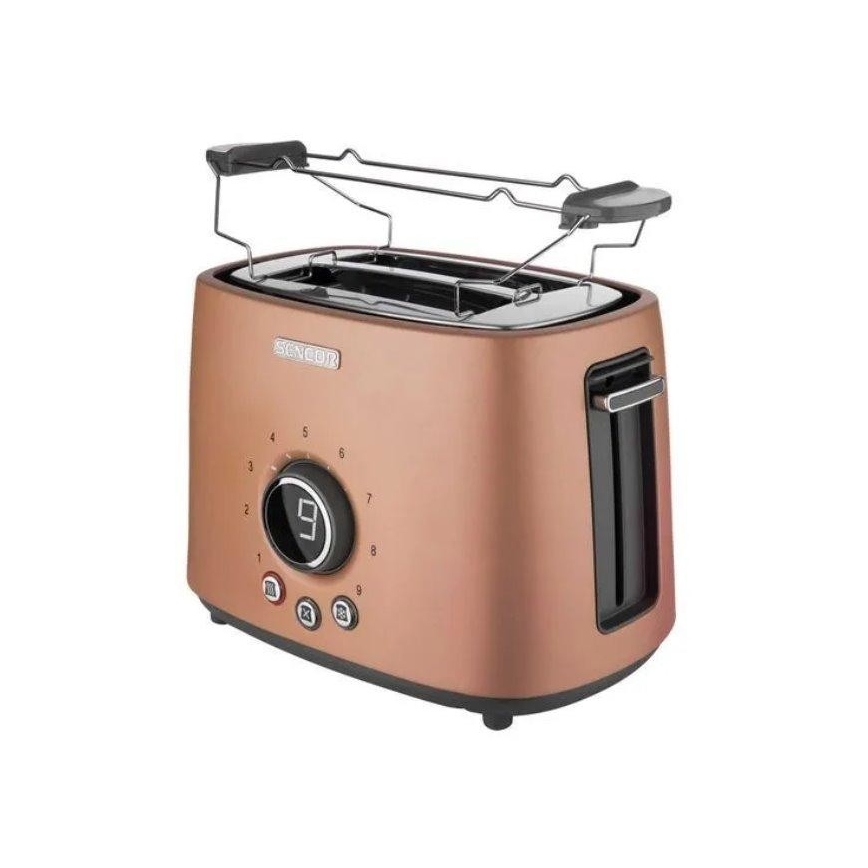 Sencor - Toaster mit zwei Schlitzen und Brötchenaufsatz 1000W/230V kupferfarben
