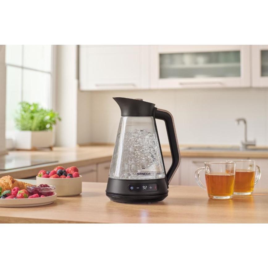 Sencor - Wasserkocher mit Temperaturregelung, 1,5 l, 2150 W/230 V, schwarz/Roségold