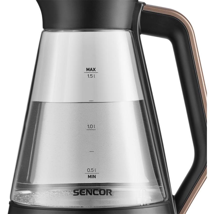 Sencor - Wasserkocher mit Temperaturregelung, 1,5 l, 2150 W/230 V, schwarz/Roségold