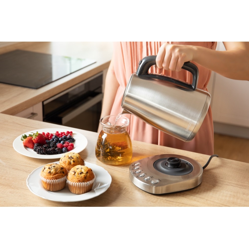 Sencor - Wasserkocher mit Thermoregulierung 1,7 l 2200W/230V aus Edelstahl
