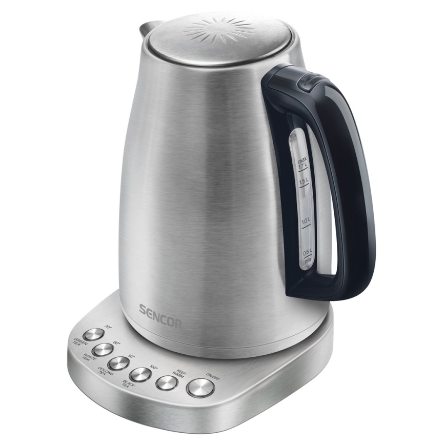 Sencor - Wasserkocher mit Thermoregulierung 1,7 l 2200W/230V aus Edelstahl