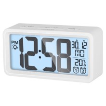 Sencor - Wecker mit LCD-Anzeige und Thermometer 2xAAA weiß