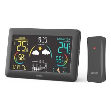 Sencor - Wetterstation mit Farb-LCD-Anzeige und Wecker 3xAA