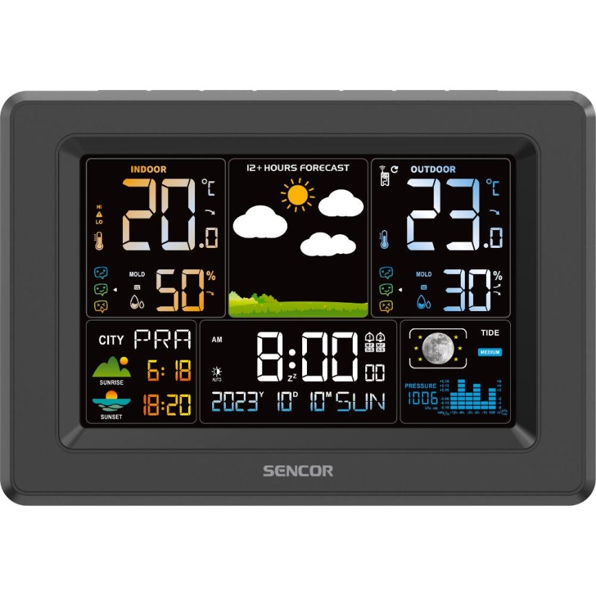 Sencor - Wetterstation mit farbigem LCD-Display 3xAA + 2xAA schwarz