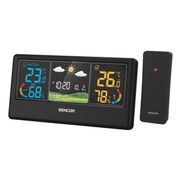 Sencor - Wetterstation mit farbigem LCD-Display 3xAAA + 2xAA schwarz