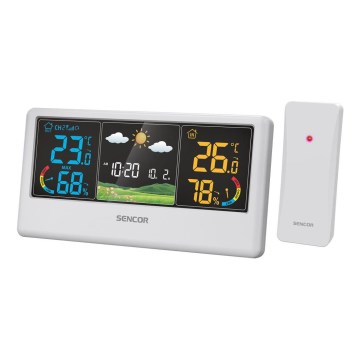 Sencor - Wetterstation mit farbigem LCD-Display 3xAAA + 2xAA weiß