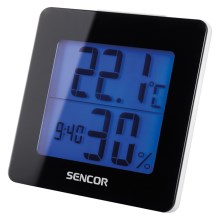 Sencor - Wetterstation mit LCD-Display und Wecker 1xAA schwarz