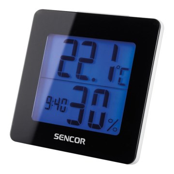 Sencor - Wetterstation mit LCD-Display und Wecker 1xAA schwarz