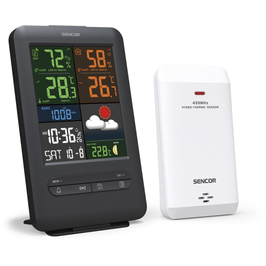 Sencor - Wetterstation mit LCD-Farbdisplay 5V/1xCR2032