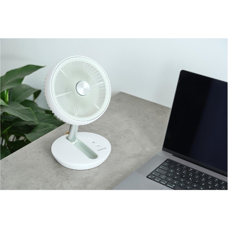 Sencor - Wiederaufladbarer Tischventilator 5W/5V 4000 mAh weiß