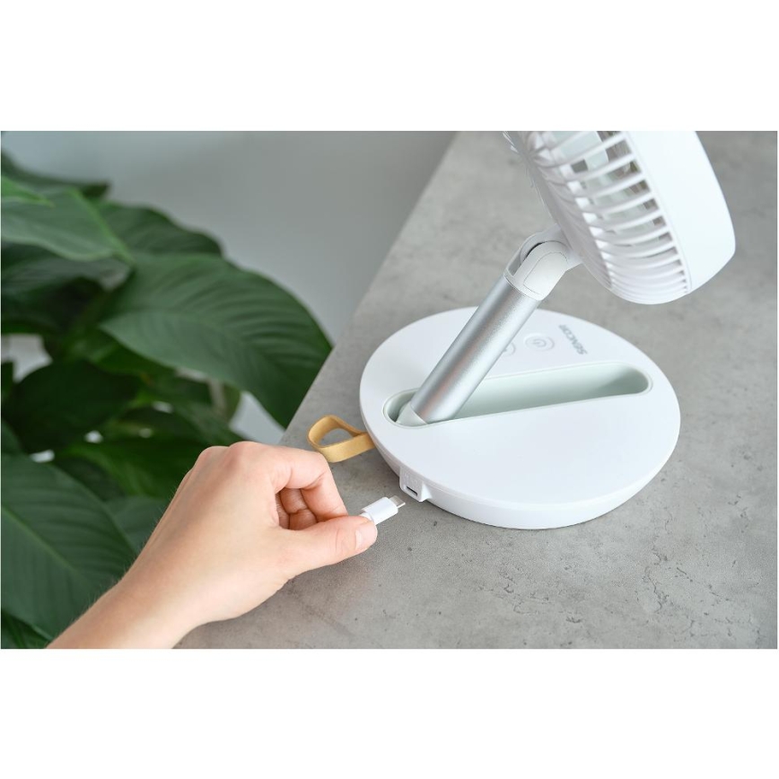 Sencor - Wiederaufladbarer Tischventilator 5W/5V 4000 mAh weiß