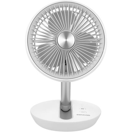 Sencor - Wiederaufladbarer Tischventilator 5W/5V 4000 mAh weiß