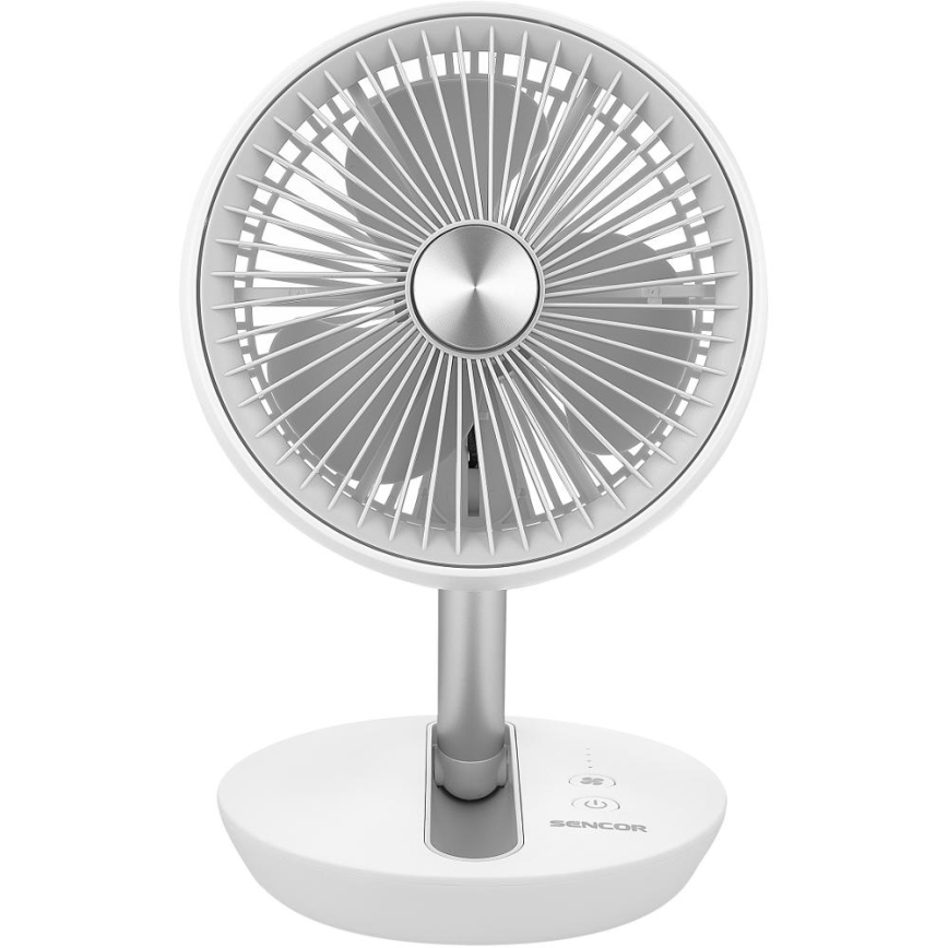 Sencor - Wiederaufladbarer Tischventilator 5W/5V 4000 mAh weiß