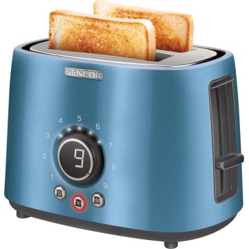 Sencor - Zweischlitz-Toaster mit Brötchenaufsatz 1000W/230V blau