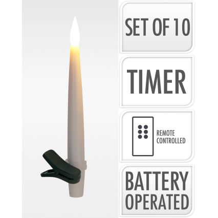 SET 10x dimmbare LED-Weihnachtsdekoration LED/1xAAA 15 cm warmweiß Kerze + Fernbedienung