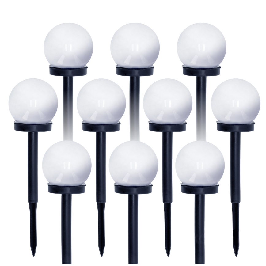 SET 10x LED-Solarleuchte LED/0,12W/1,2V 6500K IP44 schwarz/weiß