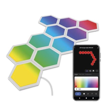SET 10x RGBIC Dimmbares Panel LED/1,9W/230V Wi-Fi Tuya