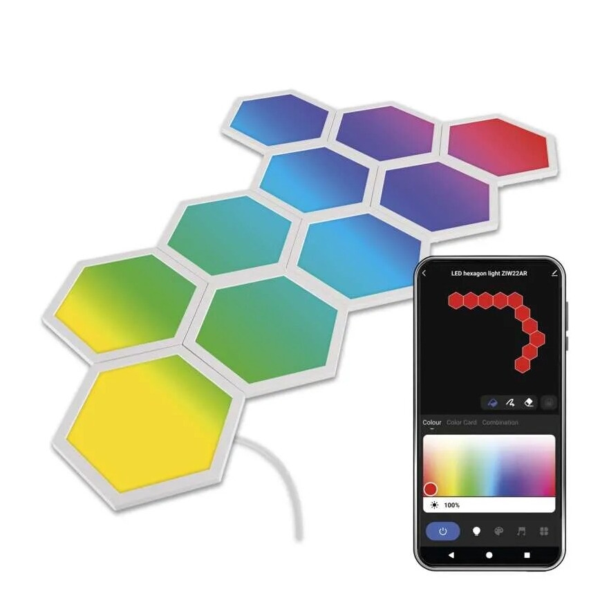 SET 10x RGBIC Dimmbares Panel LED/1,9W/230V Wi-Fi Tuya