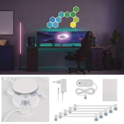 SET 10x RGBIC Dimmbares Panel LED/1,9W/230V Wi-Fi Tuya