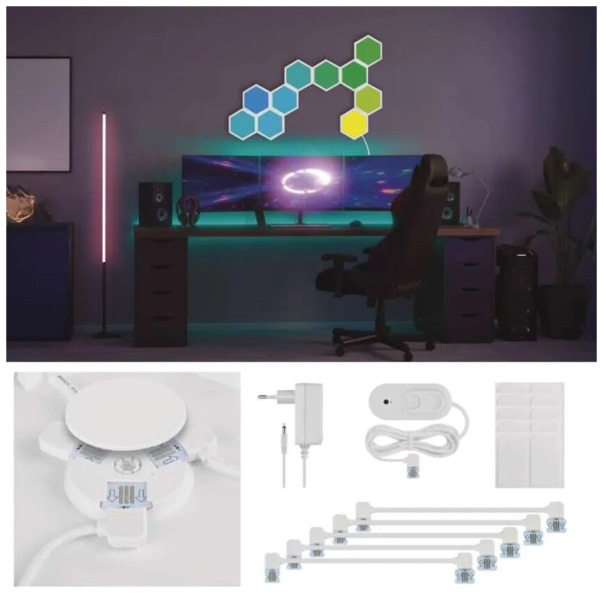 SET 10x RGBIC Dimmbares Panel LED/1,9W/230V Wi-Fi Tuya