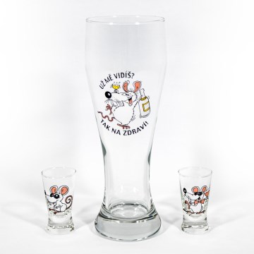 Set 1x Bierglas und 2x klare Shot-Gläser