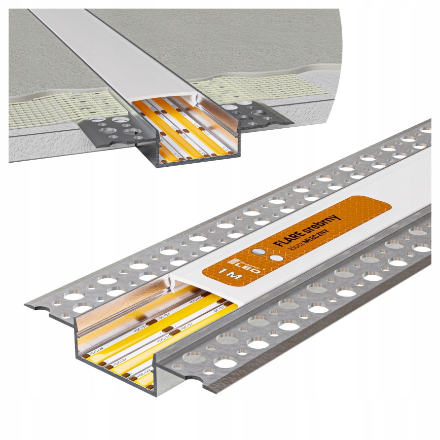 SET 1x dimmbarer RGBW-LED-Streifen DIGITAL LED/9,6W/230V 3 m + 3x Einbauprofil 1 m silber/weiß + Fernbedienung