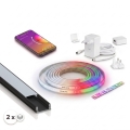 SET 1x dimmbarer LED-RGBW-Streifen Philips Hue WHITE AND COLOR AMBIANCE LED/20W/230V 2 m + 2x Einbauprofil 1 m schwarz/weiß