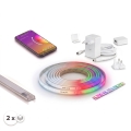 SET 1x dimmbarer RGBW-LED-Streifen Philips Hue WHITE AND COLOR AMBIANCE LED/20W/230V 2 m + 2x Einbauprofil 1 m silber/weiß