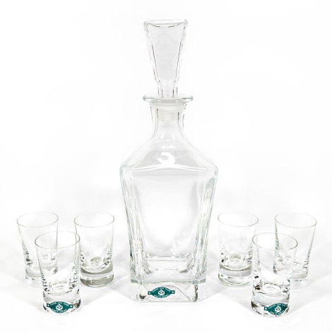 Set 1x Glasflasche, 1x Glasstöpsel und 6x klare Shot-Gläser