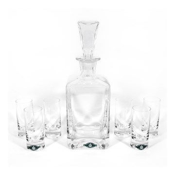Set 1x Glasflasche, 1x Glasstöpsel und 6x klare Shot-Gläser