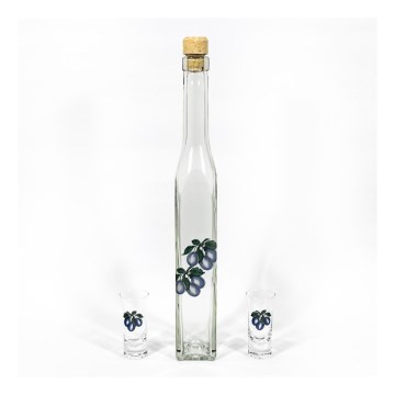 Set 1x Glasflasche quadratisch und 2x klare Shot-Gläser