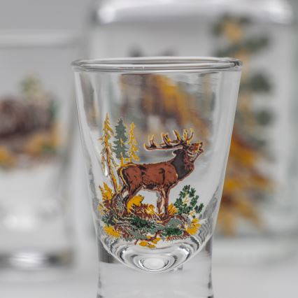 Set 1x Glasflasche und 2x Shot-Gläser klar mit Fuchs-Motiv