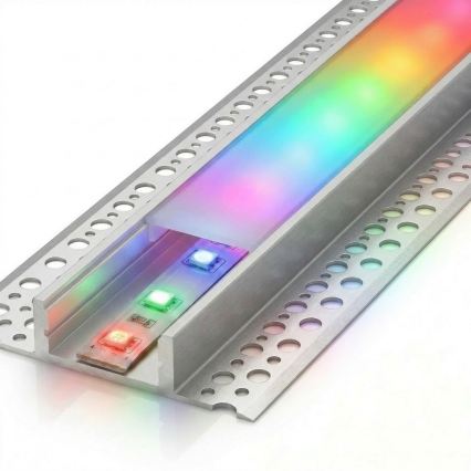 SET 1x RGBW-LED-Streifen dimmbar DIGITAL LED/9,6W/230V 3 m + 3x Einbauprofil 1 m silber/weiß + Fernbedienung