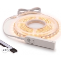SET 1x LED-Streifen mit Bewegungssensor FLEX LED/3,6W/4xAA 2 m + 2x Einbauprofil 1 m schwarz/weiß