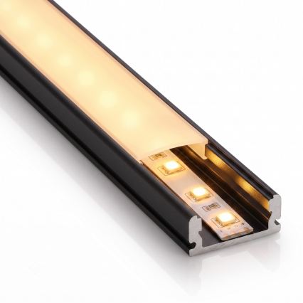 SET 1x LED-Streifen mit Bewegungssensor FLEX LED/3,6W/4xAA 2 m + 2x Einbauprofil 1 m schwarz/weiß