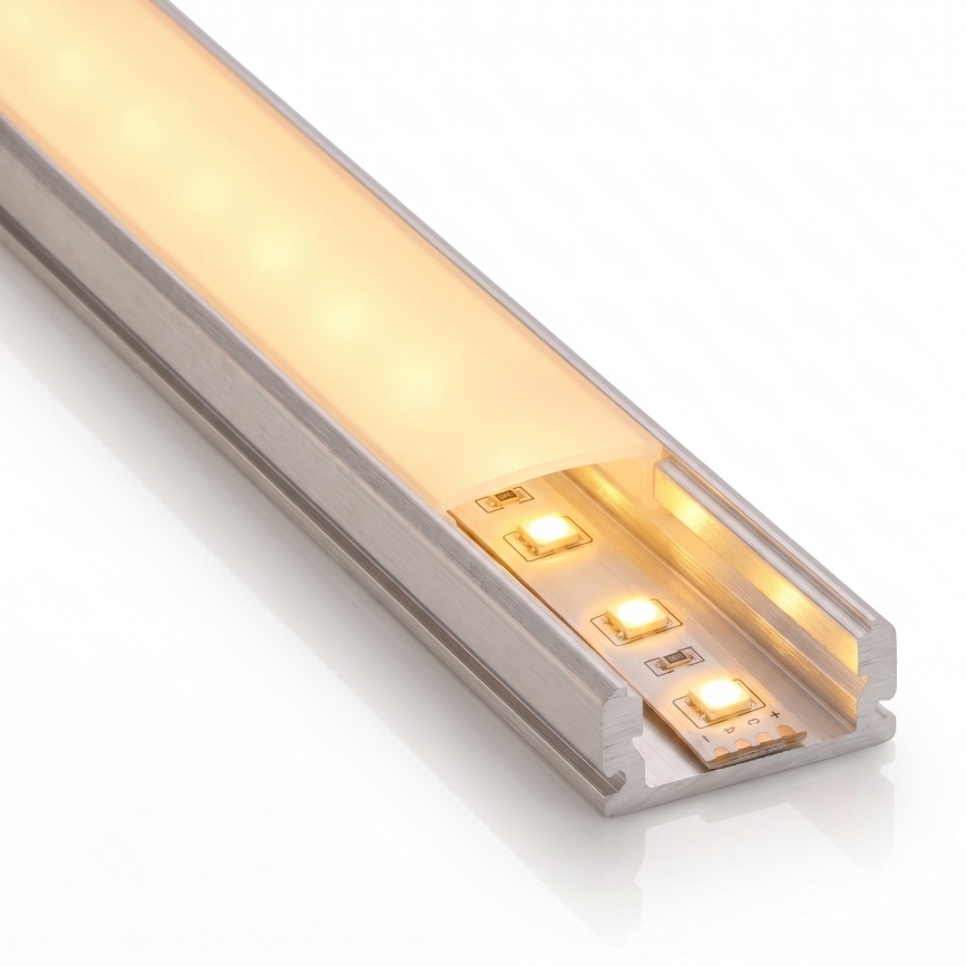 SET 1x LED-Streifen mit Bewegungssensor FLEX LED/3,6W/4xAA 2 m + 2x Einbauprofil 1 m silber/weiß