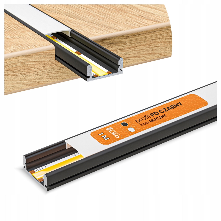 SET 1x LED-Streifen MYLIVING LIGHTSTRIP LED/22W/230V 5 m + 5x Einbauprofil 1 m schwarz/weiß