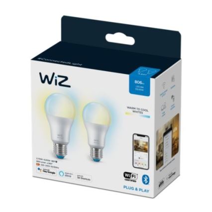 SET 2 x Dimmbare LED-Glühbirne A60 E27/8W/230V 2700-6500K CRI 90 Wi-Fi - WiZ