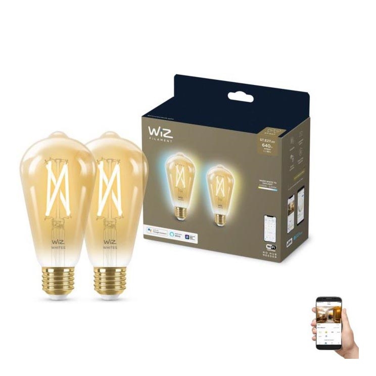 SET 2 x Dimmbare LED-Glühbirne VINTAGE FILAMENT ST64 E27/6,7W/230V 2000-5000K Wi-Fi - WiZ