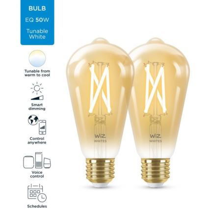 SET 2 x Dimmbare LED-Glühbirne VINTAGE FILAMENT ST64 E27/6,7W/230V 2000-5000K Wi-Fi - WiZ