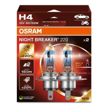 SET 2x Auto-Glühlampe NIGHT BREAKER H4 P43t/60/55W/12V - Osram
