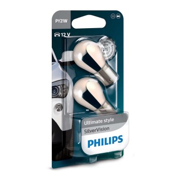 SET 2x Auto-Glühlampe Philips SILVER VISION 12496SVB2 PY21W BAU15s/21W/12V