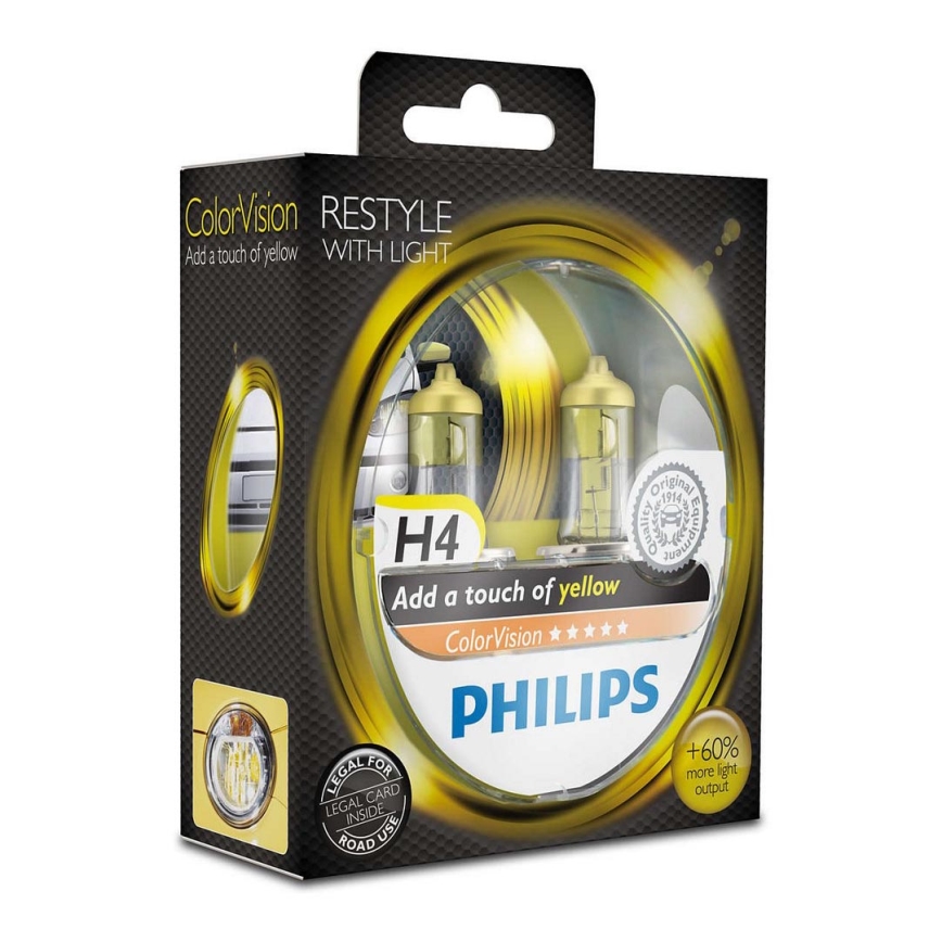 SET 2x Autoglühbirne Philips COLOR VISION 12342CVPGS2 H4 P43t-38/55W/12V