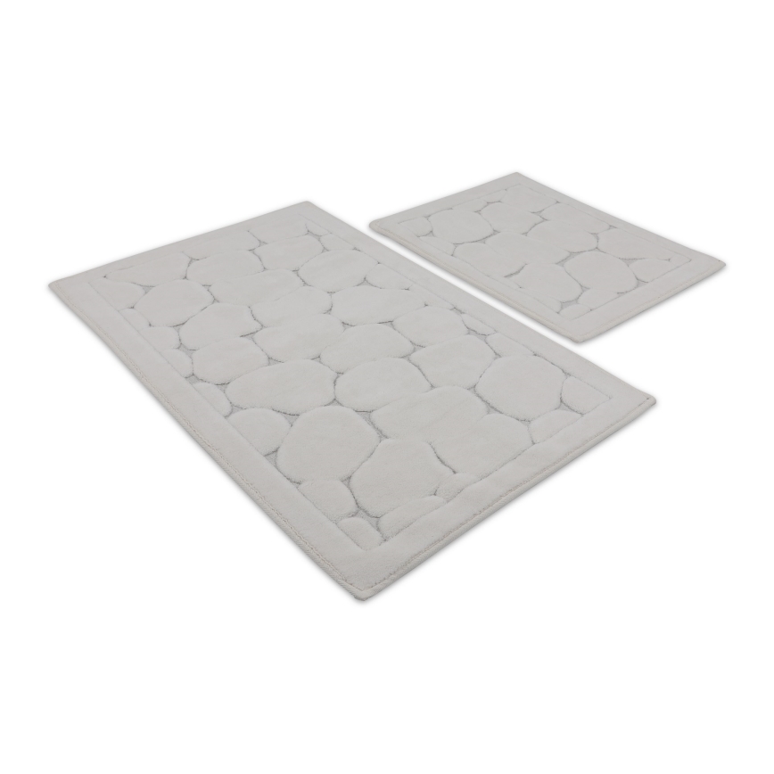 Set 2x Badematte LINO 60 x 100 cm, cremefarben