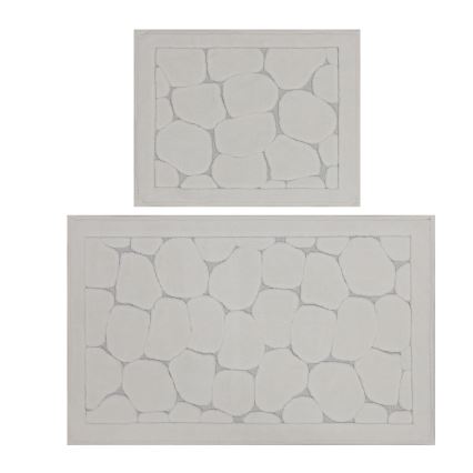 Set 2x Badematte LINO 60 x 100 cm, cremefarben